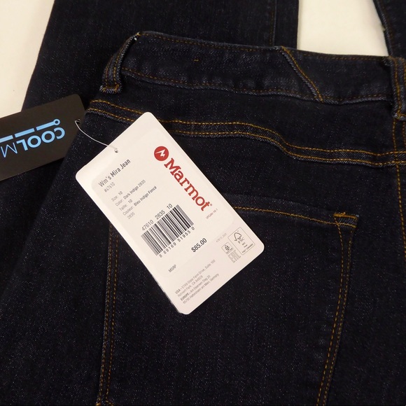 Marmot Mira CoolMax Stretch Denim Jean NWT Dark Indigo Slim Fit Straight Leg - Picture 6 of 7
